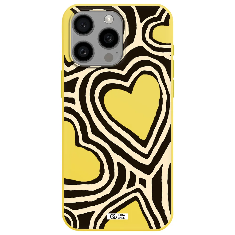 Cute Hearts Apple Iphone 15 Pro max Silicone canary yellow Case