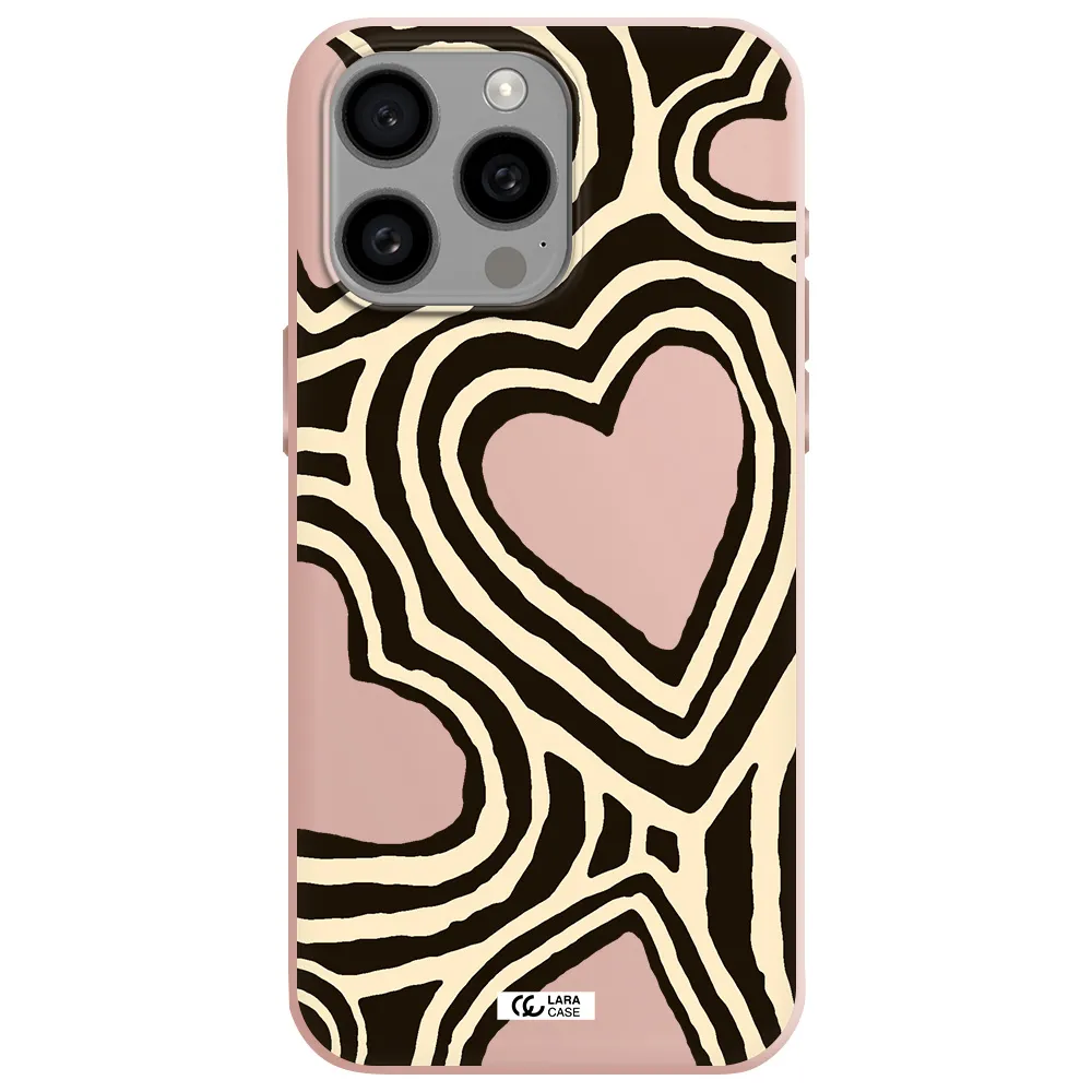 Cute Hearts Apple Iphone 15 Pro max Silicone pastel pink Case