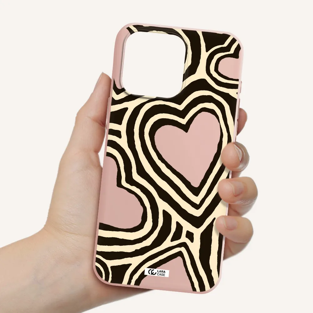Cute Hearts Apple Iphone 15 Pro max Silicone pastel pink Case