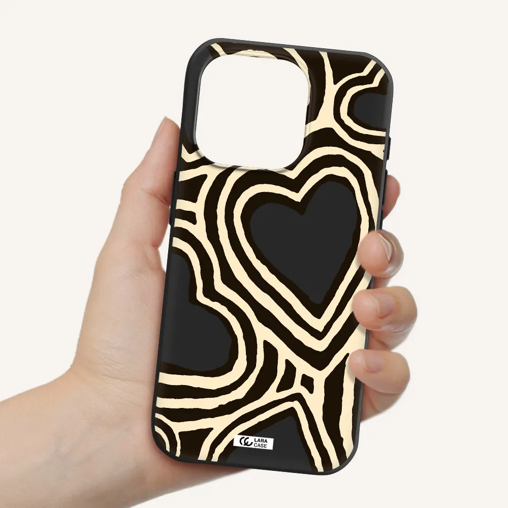 Cute Hearts Apple Iphone 15 Pro Silicone Black Case