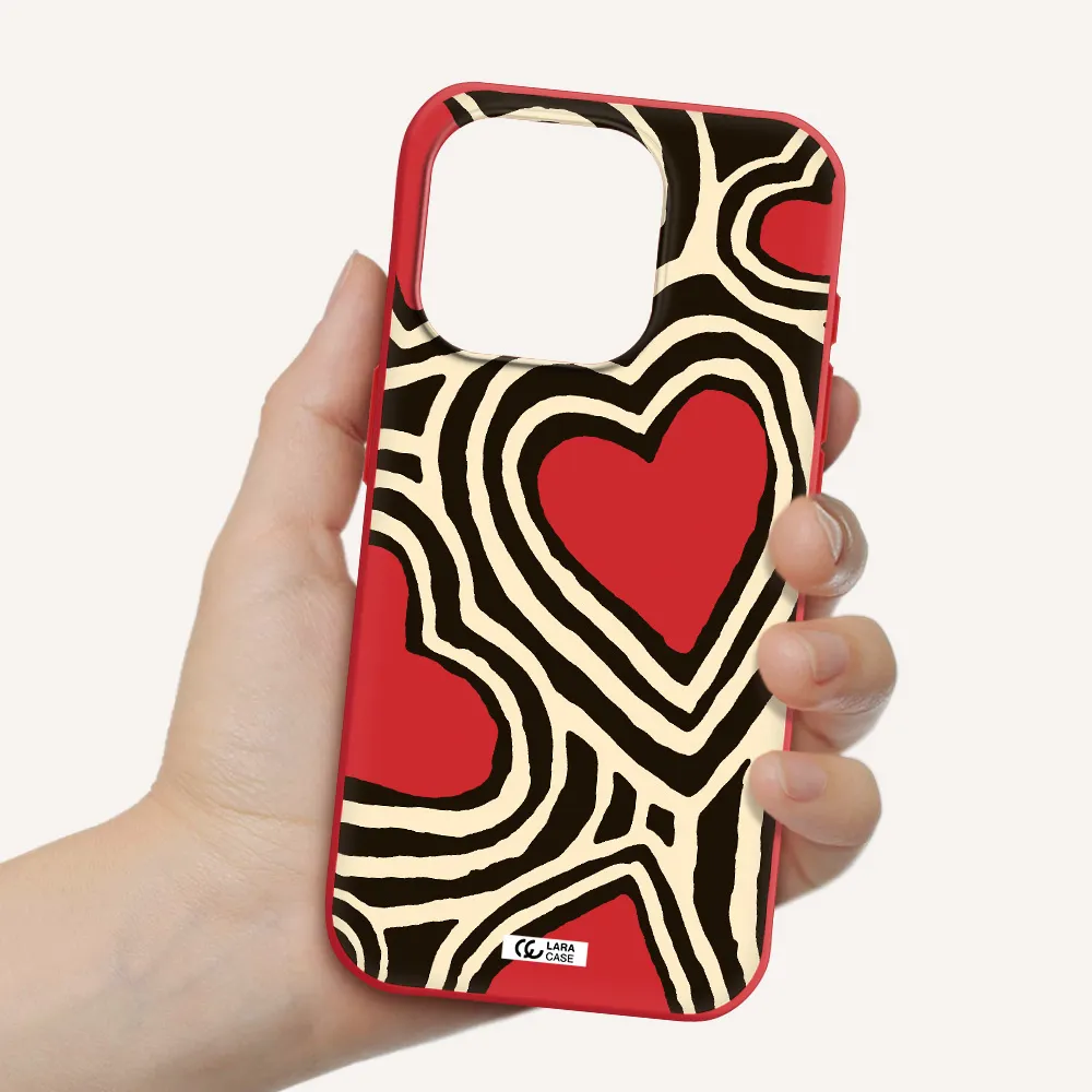 Cute Hearts Apple Iphone 15 Pro Silicone Imperial Red Case