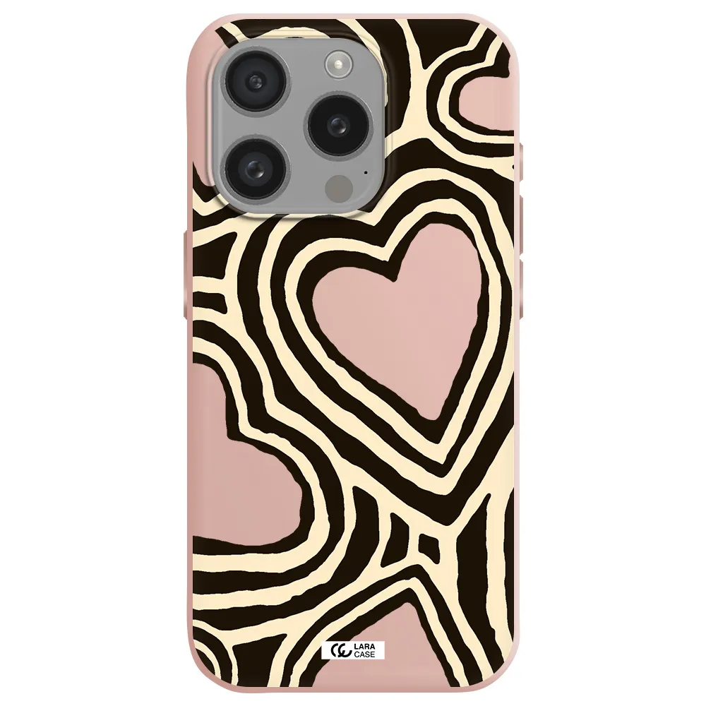 Cute Hearts Apple Iphone 15 Pro Silicone Pastel Pink Case