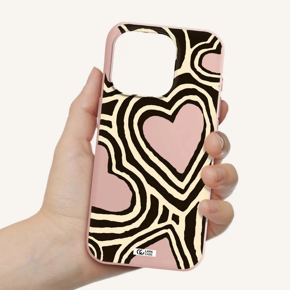 Cute Hearts Apple Iphone 15 Pro Silicone Pastel Pink Case