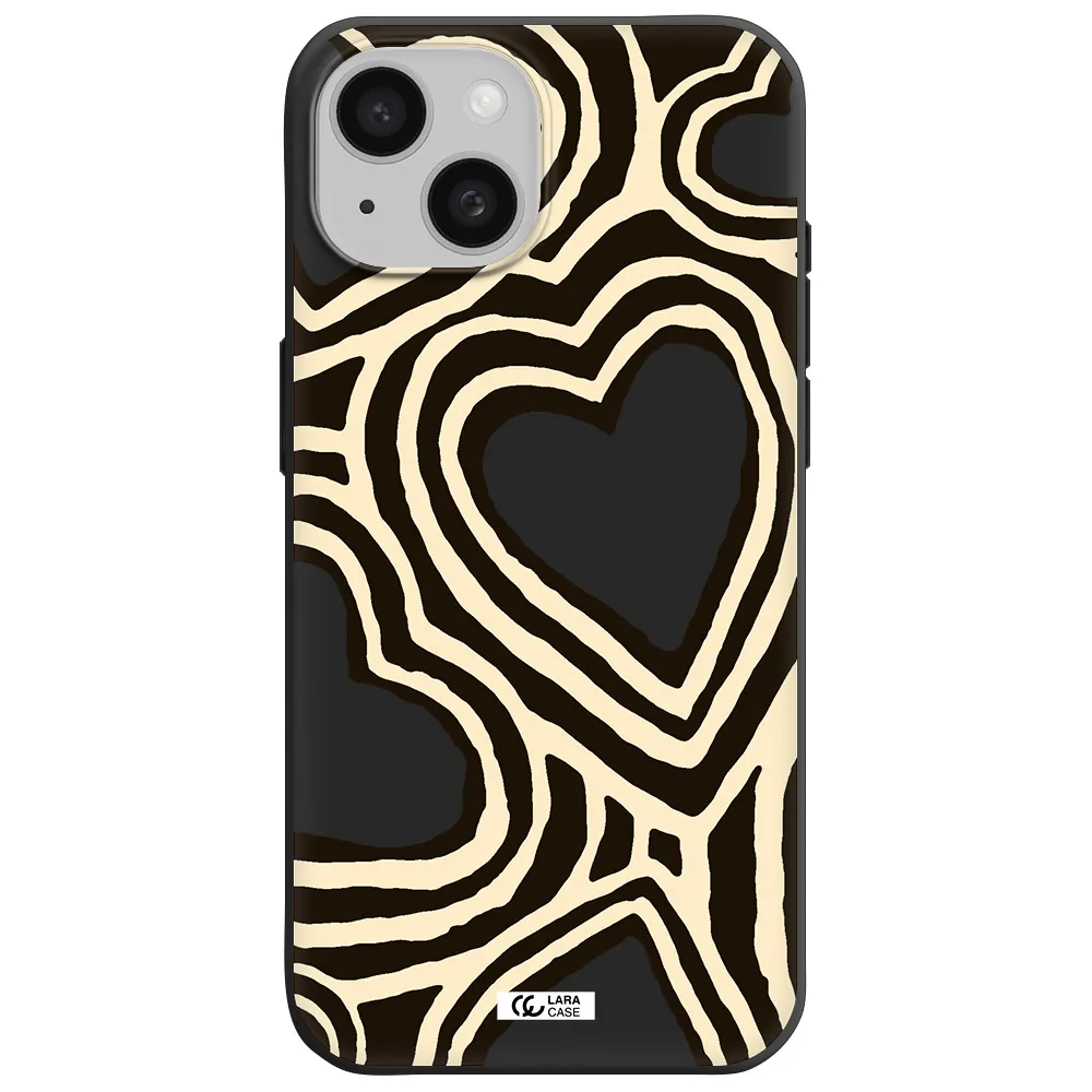 Cute Hearts Apple iPhone 15 Silicone black Case