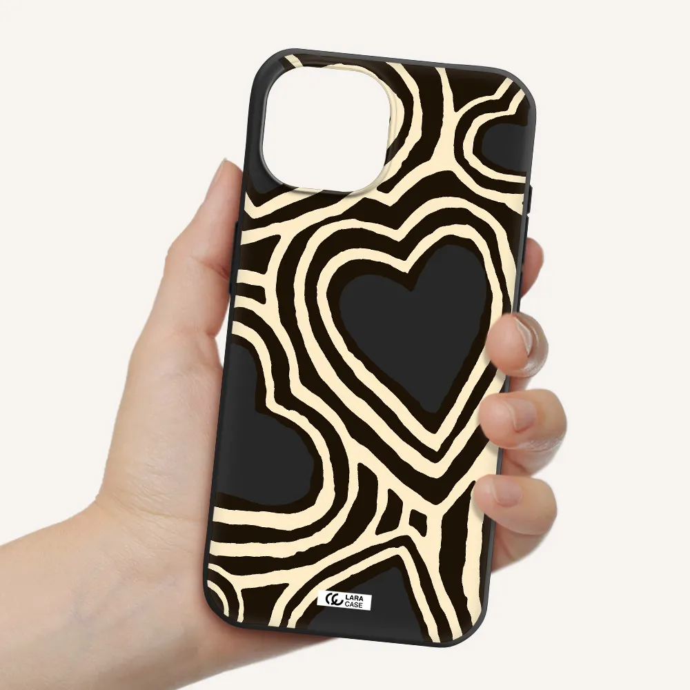 Cute Hearts Apple iPhone 15 Silicone black Case