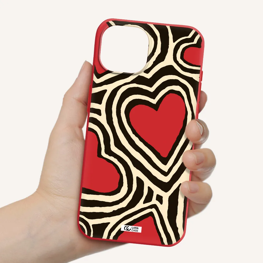 Cute Hearts Apple Iphone 15 Silicone Imperial Red Case
