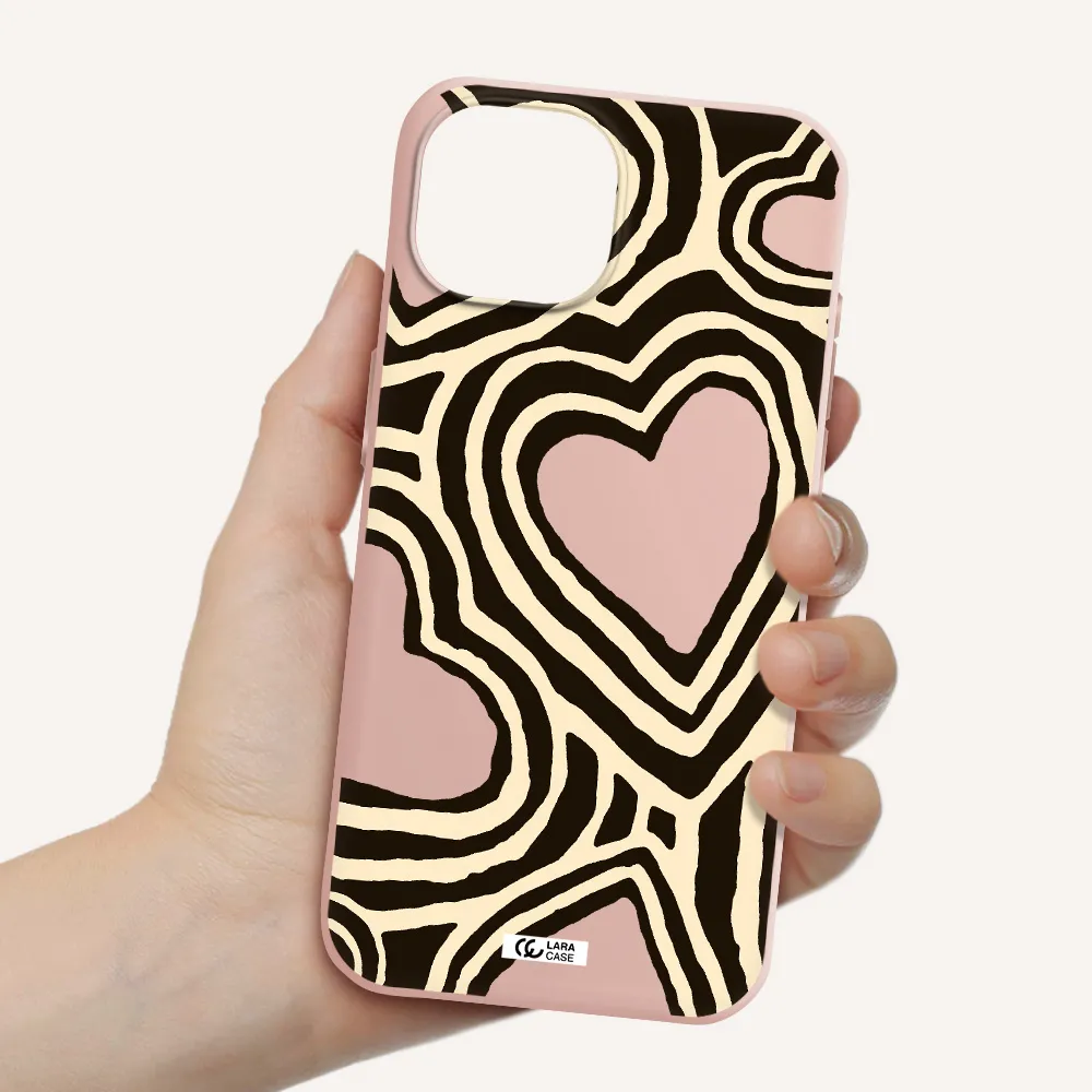 Cute Hearts Apple Iphone 15 Silicone Pastel Pink Case