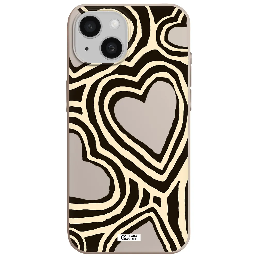 Cute Hearts Apple iPhone 15 Silicone Stone Case