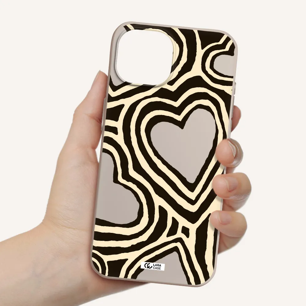 Cute Hearts Apple iPhone 15 Silicone Stone Case