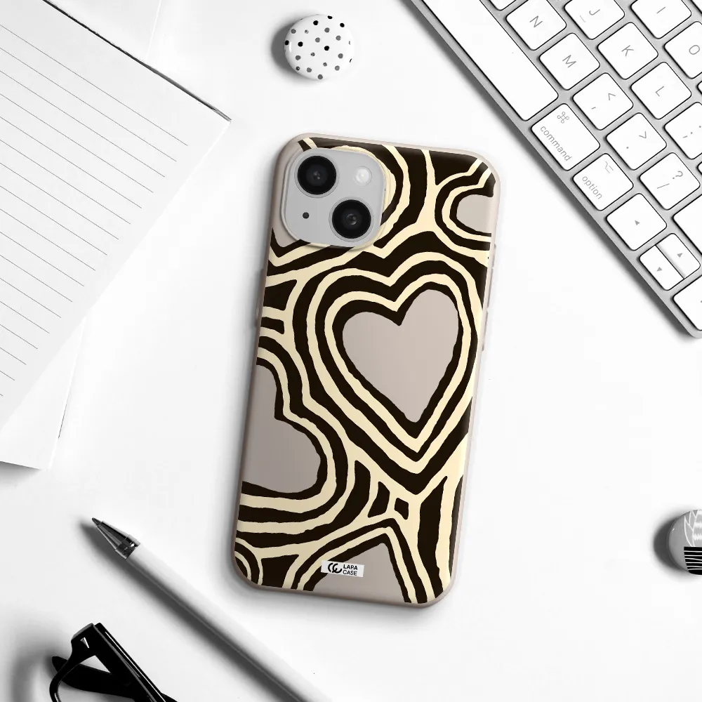 Cute Hearts Apple iPhone 15 Silicone Stone Case