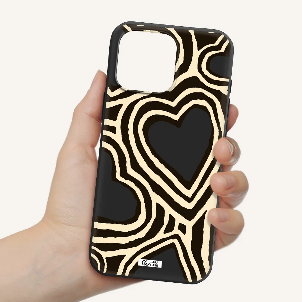 Cute Hearts Apple Iphone 16 Pro Max Silicone Black Case