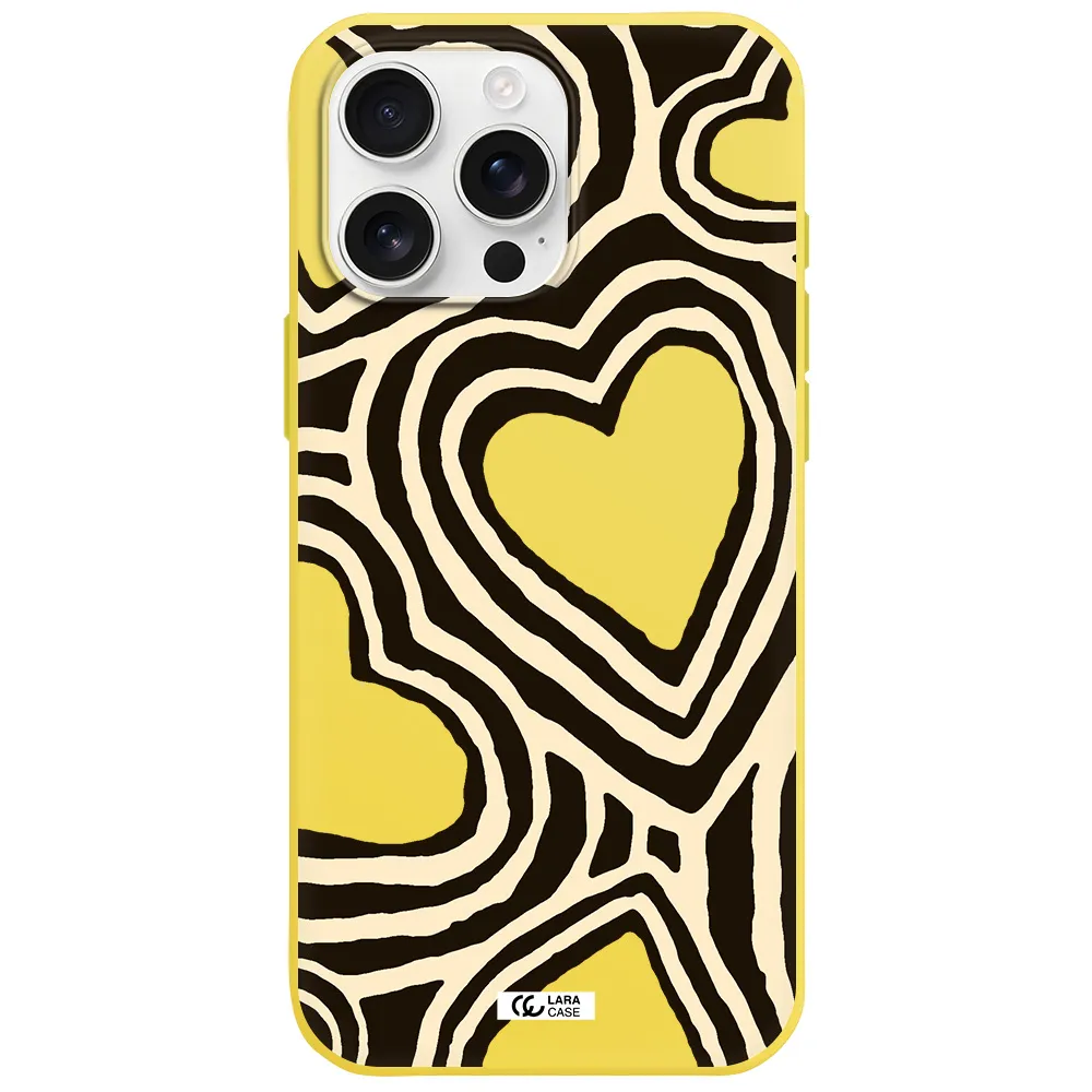 Cute Hearts Apple Iphone 16 Pro Max Silicone Canary Yellow Case