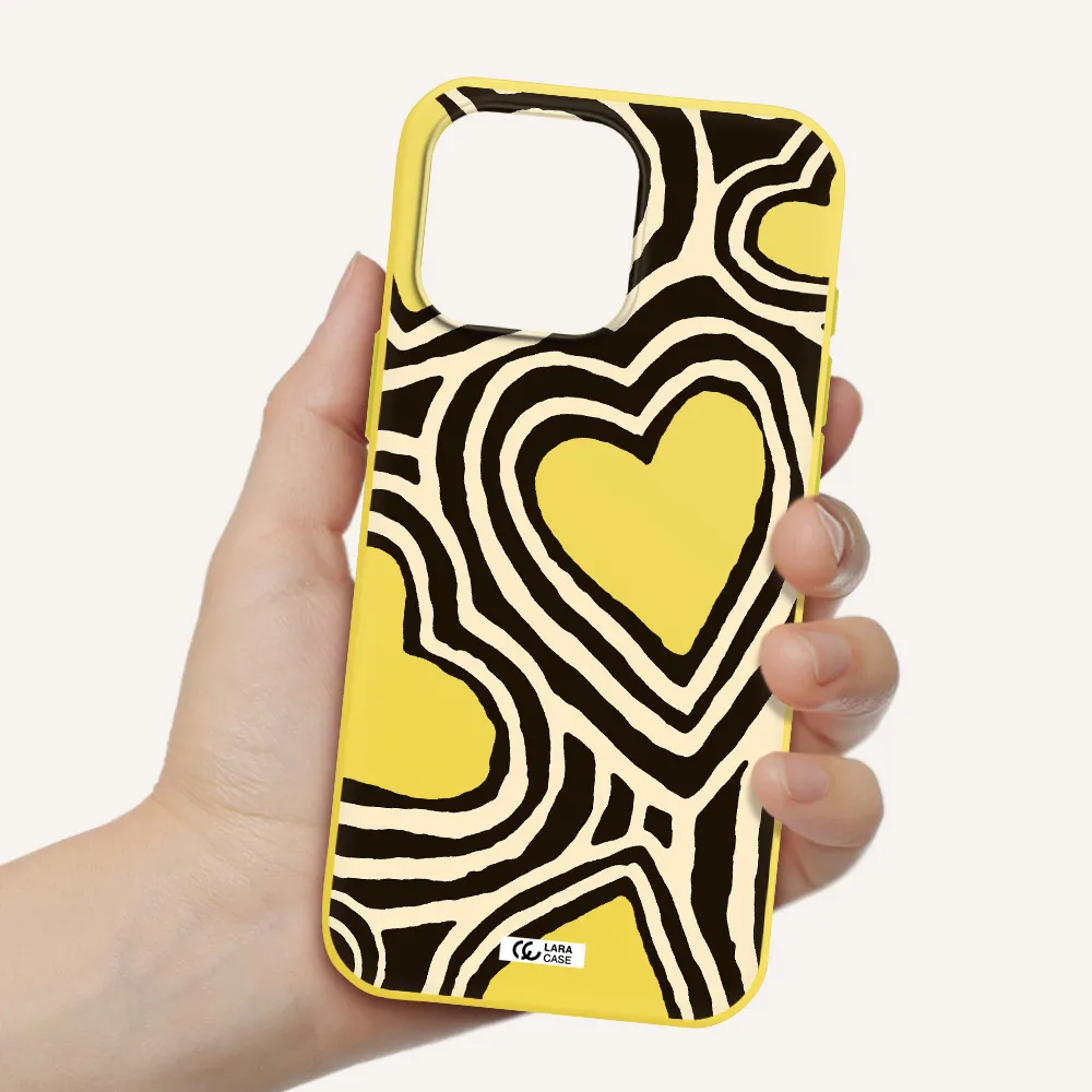 Cute Hearts Apple Iphone 16 Pro Max Silicone Canary Yellow Case