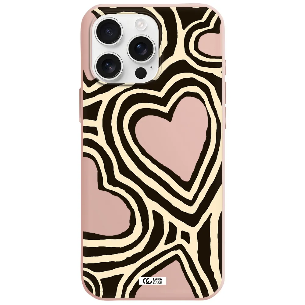 Cute Hearts Apple Iphone 16 Pro Max Silicone Pastel Pink Case