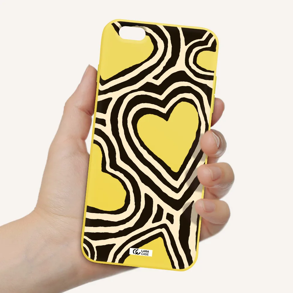 Cute Hearts Apple iPhone 6 plus Silicone canary yellow Case