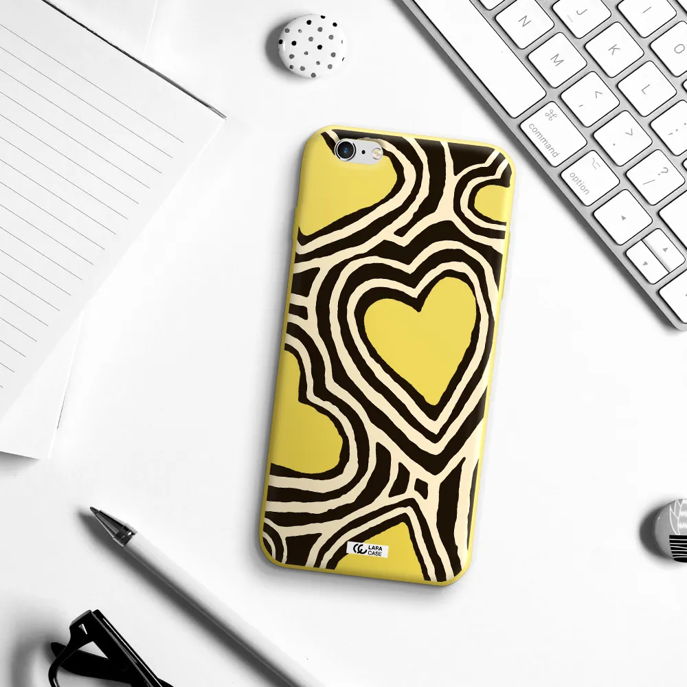 Cute Hearts Apple iPhone 6 plus Silicone canary yellow Case