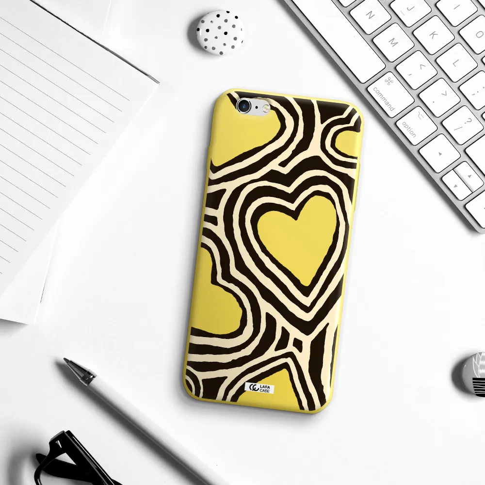 Cute Hearts Apple iPhone 6 s plus Silicone canary yellow Case