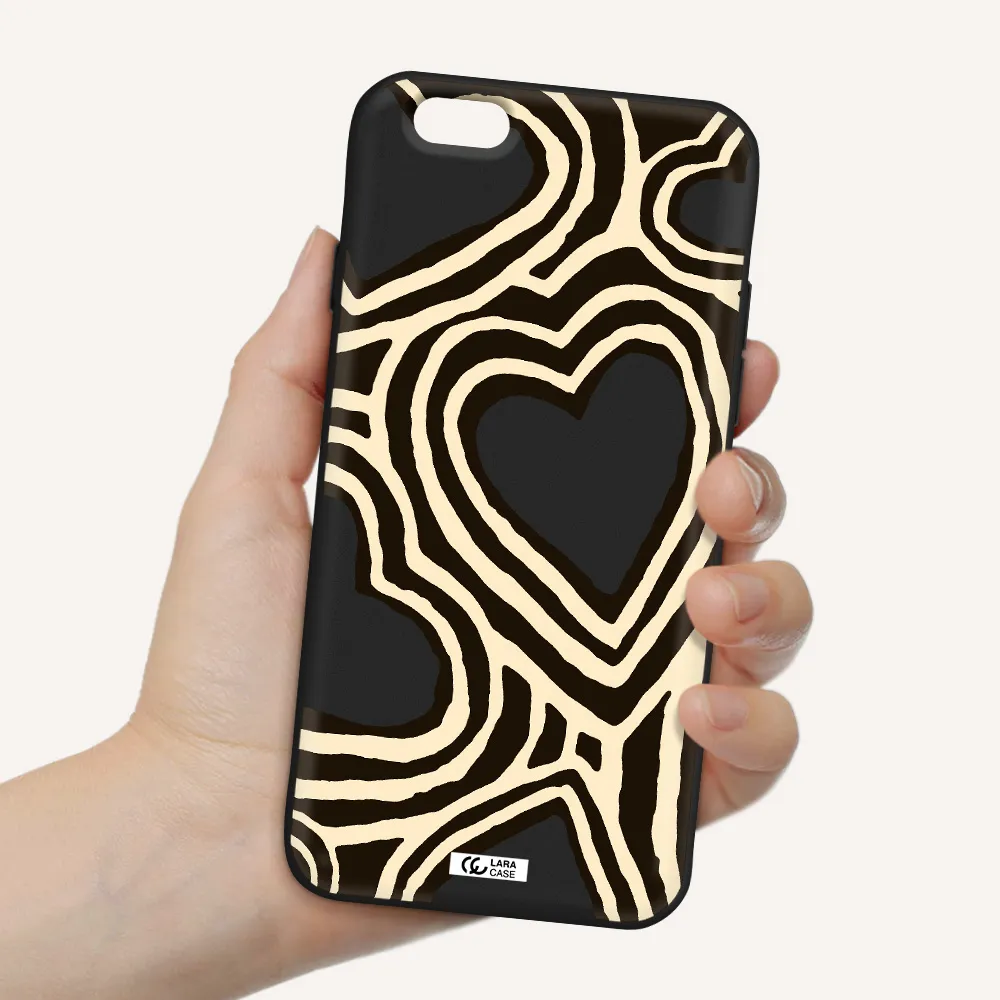 Cute Hearts Apple iPhone 6 Silicone black Case