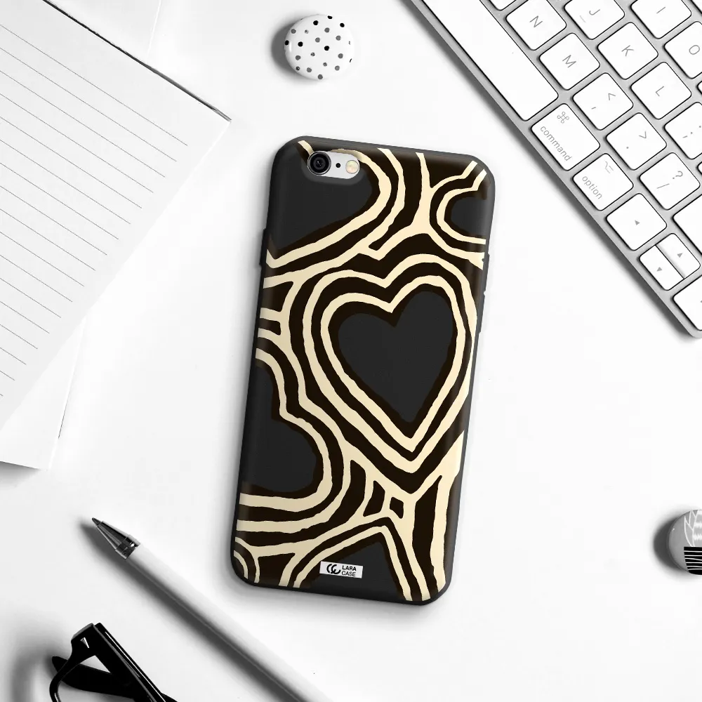 Cute Hearts Apple iPhone 6 Silicone black Case