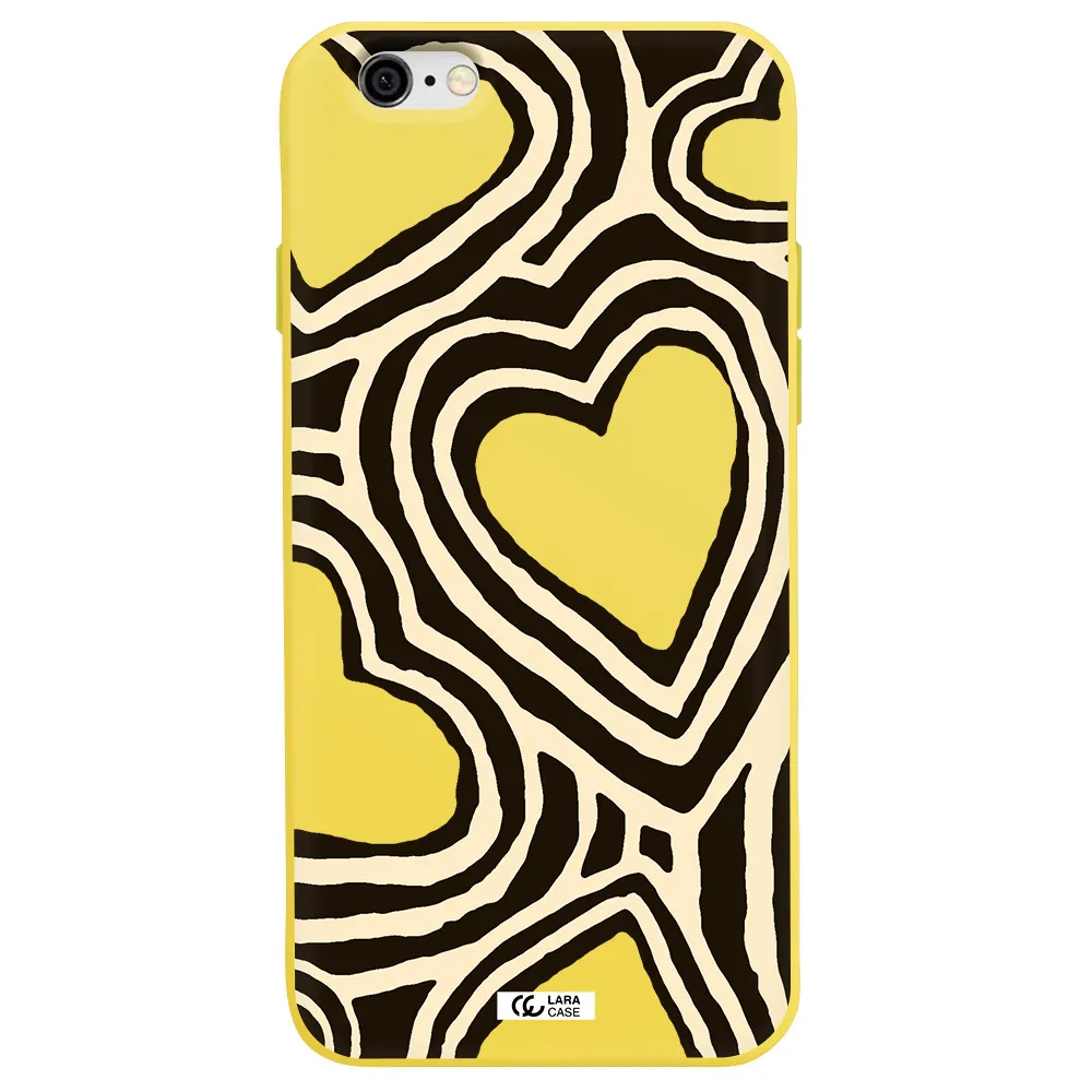 Cute Hearts Apple iPhone 6 Silicone canary yellow Case
