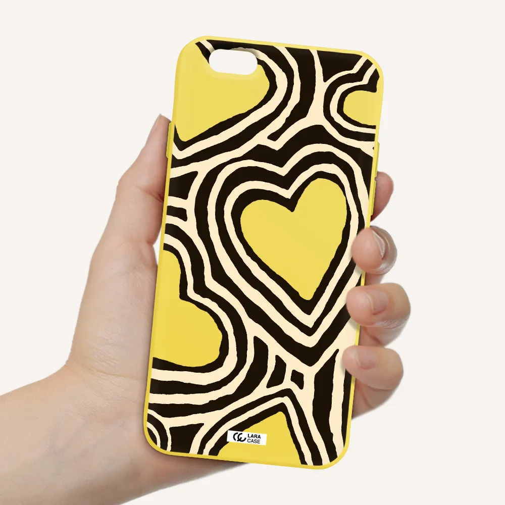 Cute Hearts Apple iPhone 6 Silicone canary yellow Case