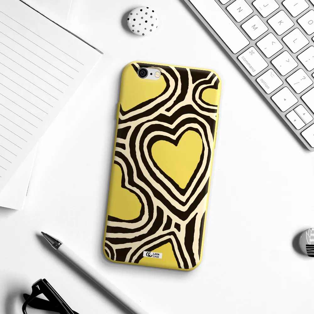 Cute Hearts Apple iPhone 6 Silicone canary yellow Case