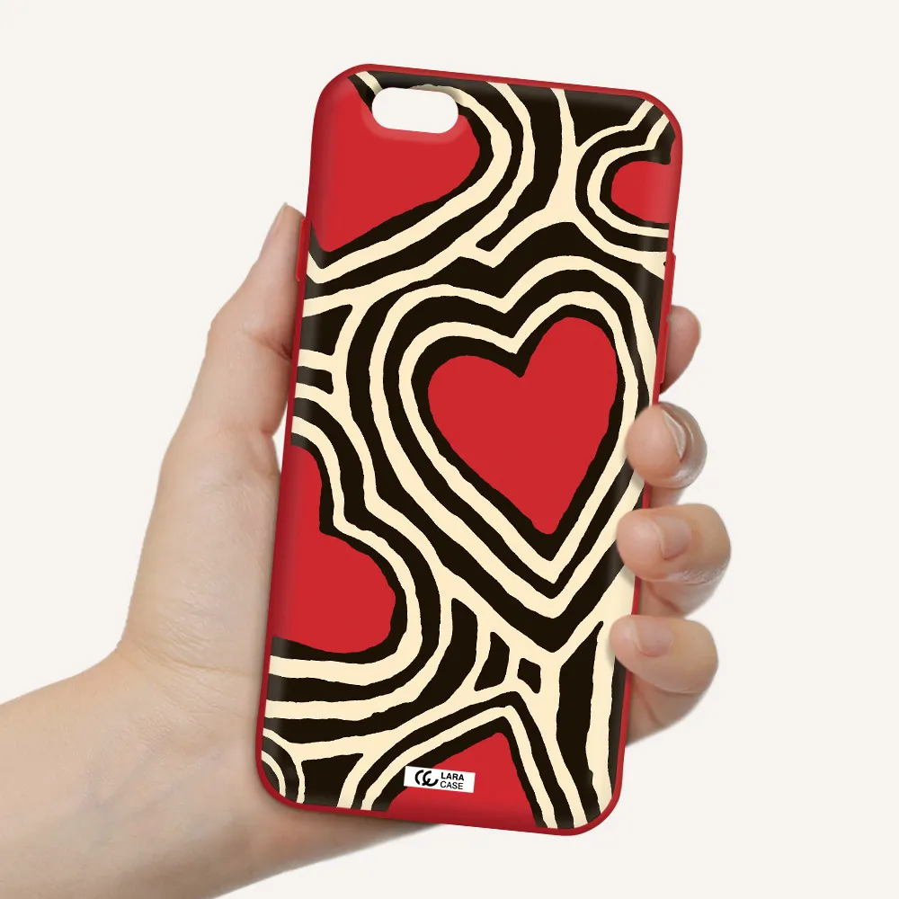 Cute Hearts Apple iPhone 6 Silicone Imperial Red Case