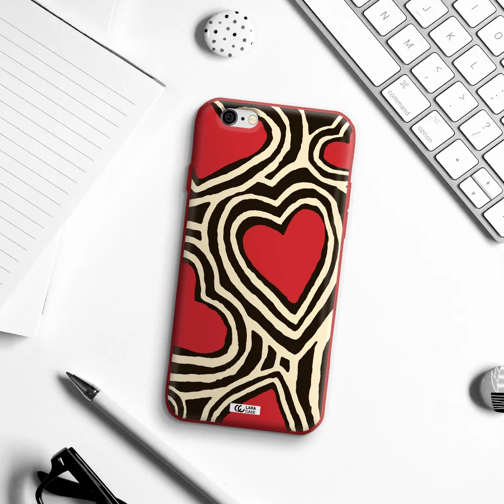 Cute Hearts Apple iPhone 6 Silicone Imperial Red Case
