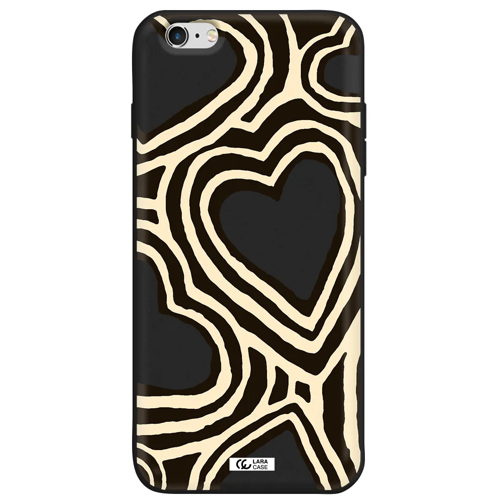 Cute Hearts Apple iPhone 6S Silicone black Case