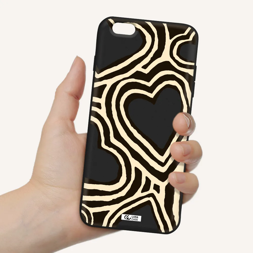 Cute Hearts Apple iPhone 6S Silicone black Case