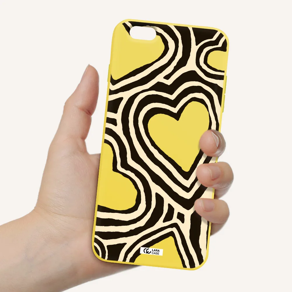 Cute Hearts Apple iPhone 6S Silicone canary yellow Case