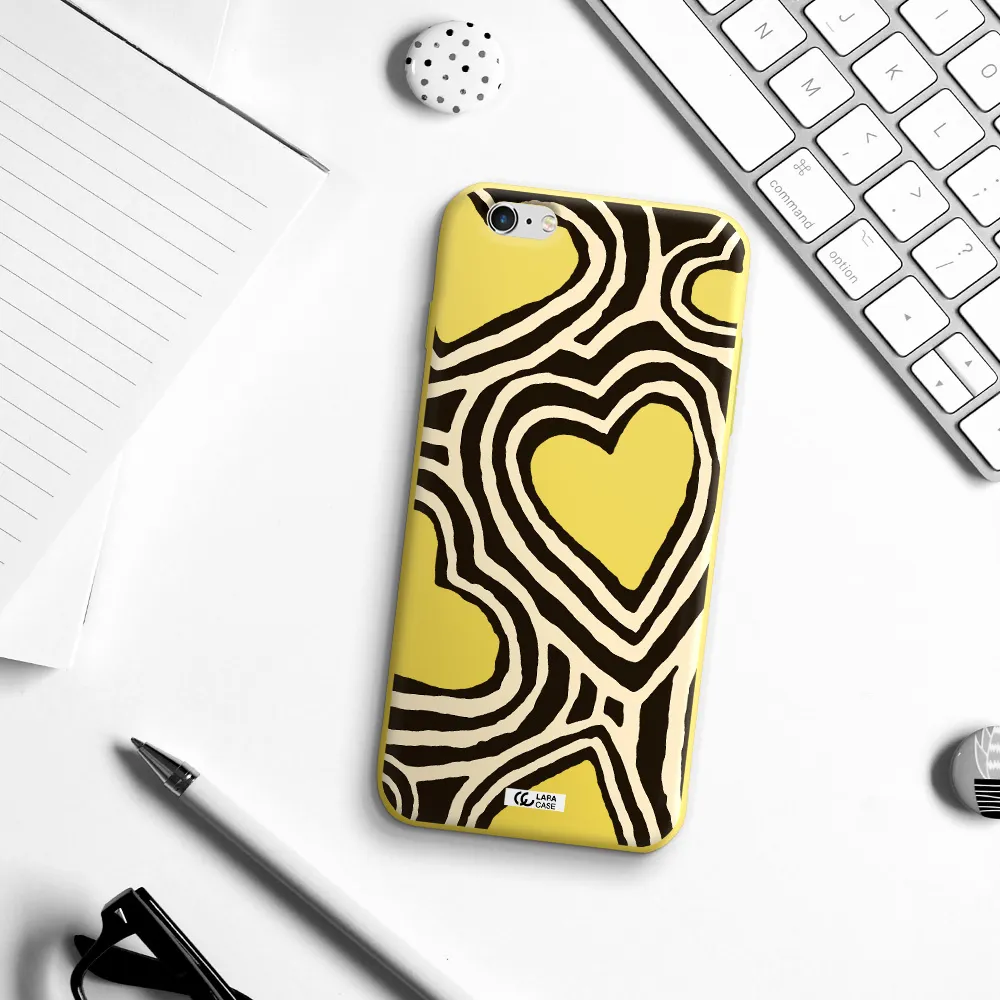 Cute Hearts Apple iPhone 6S Silicone canary yellow Case