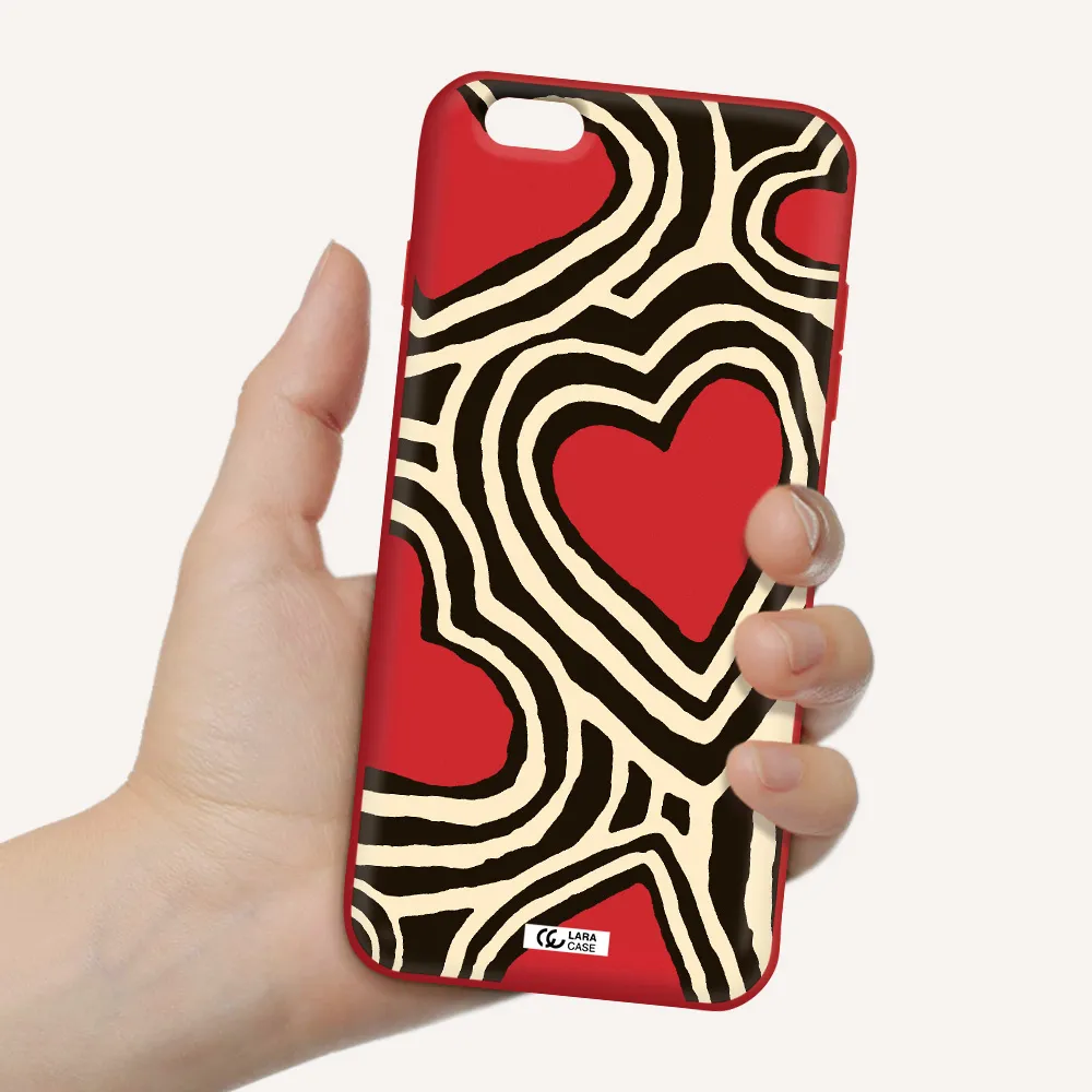 Cute Hearts Apple iPhone 6S Silicone Imperial Red Case