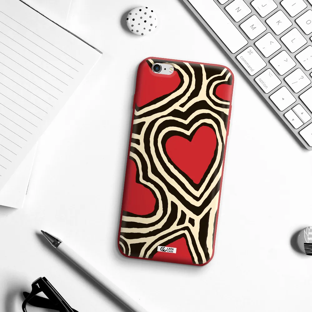 Cute Hearts Apple iPhone 6S Silicone Imperial Red Case