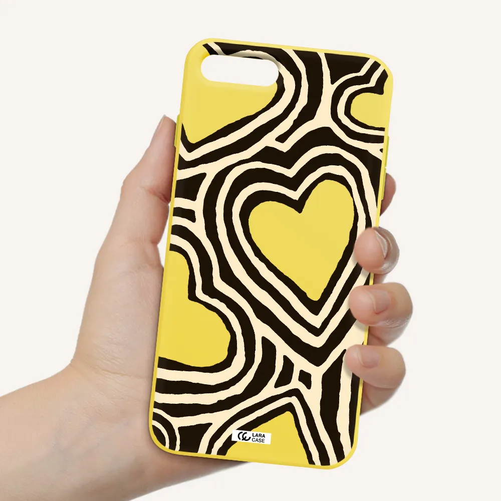 Cute Hearts Apple iPhone 7 plus Silicone canary yellow Case