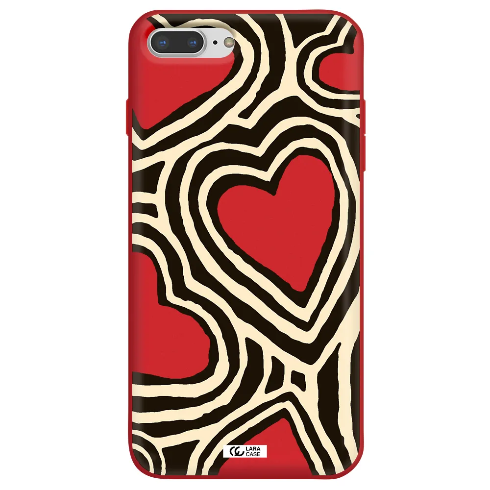 Cute Hearts Apple iPhone 7 plus Silicone Imperial Red Case