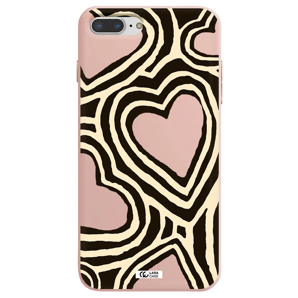 Cute Hearts Apple iPhone 7 plus Silicone pastel pink Case