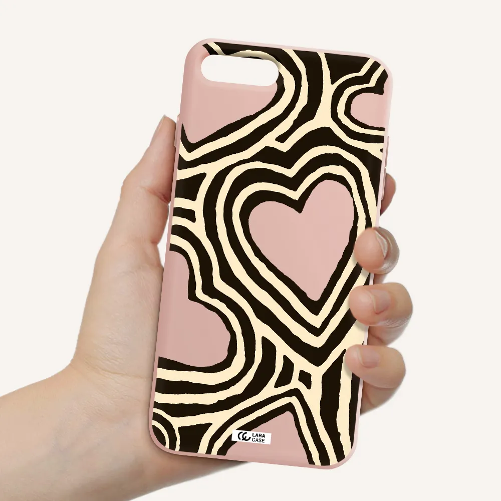Cute Hearts Apple iPhone 7 plus Silicone pastel pink Case