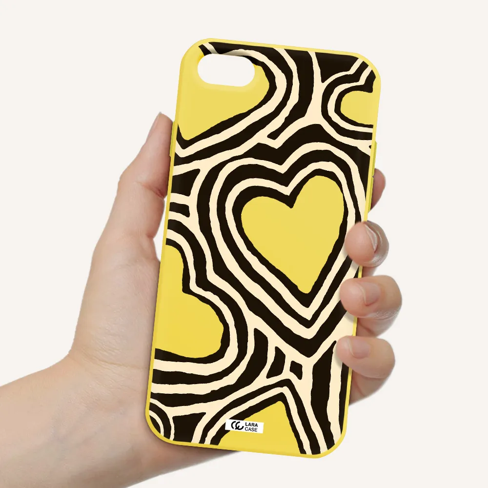 Cute Hearts Apple iPhone 7 Silicone canary yellow Case