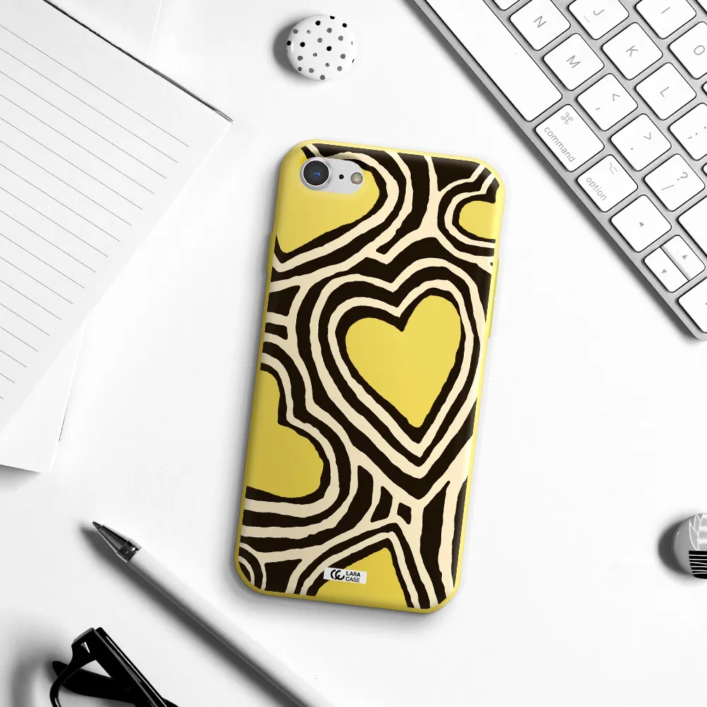 Cute Hearts Apple iPhone 7 Silicone canary yellow Case