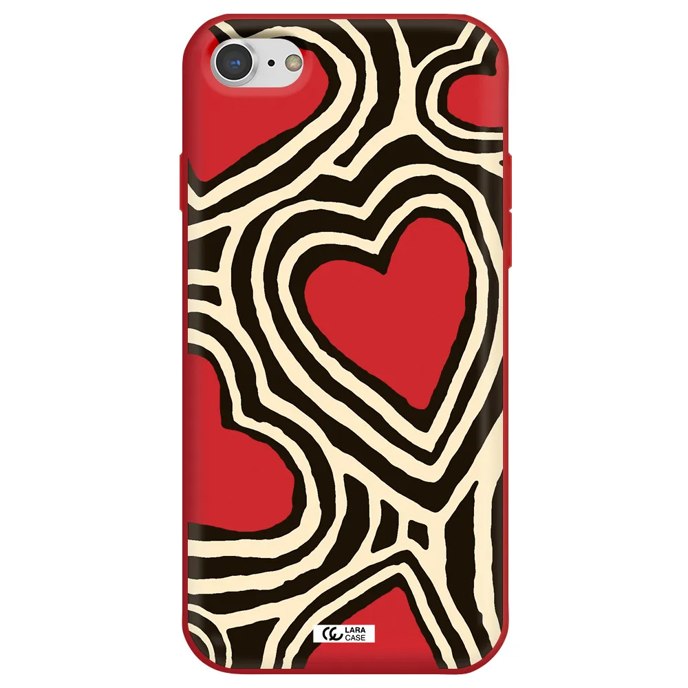 Cute Hearts Apple iPhone 7 Silicone Imperial Red Case