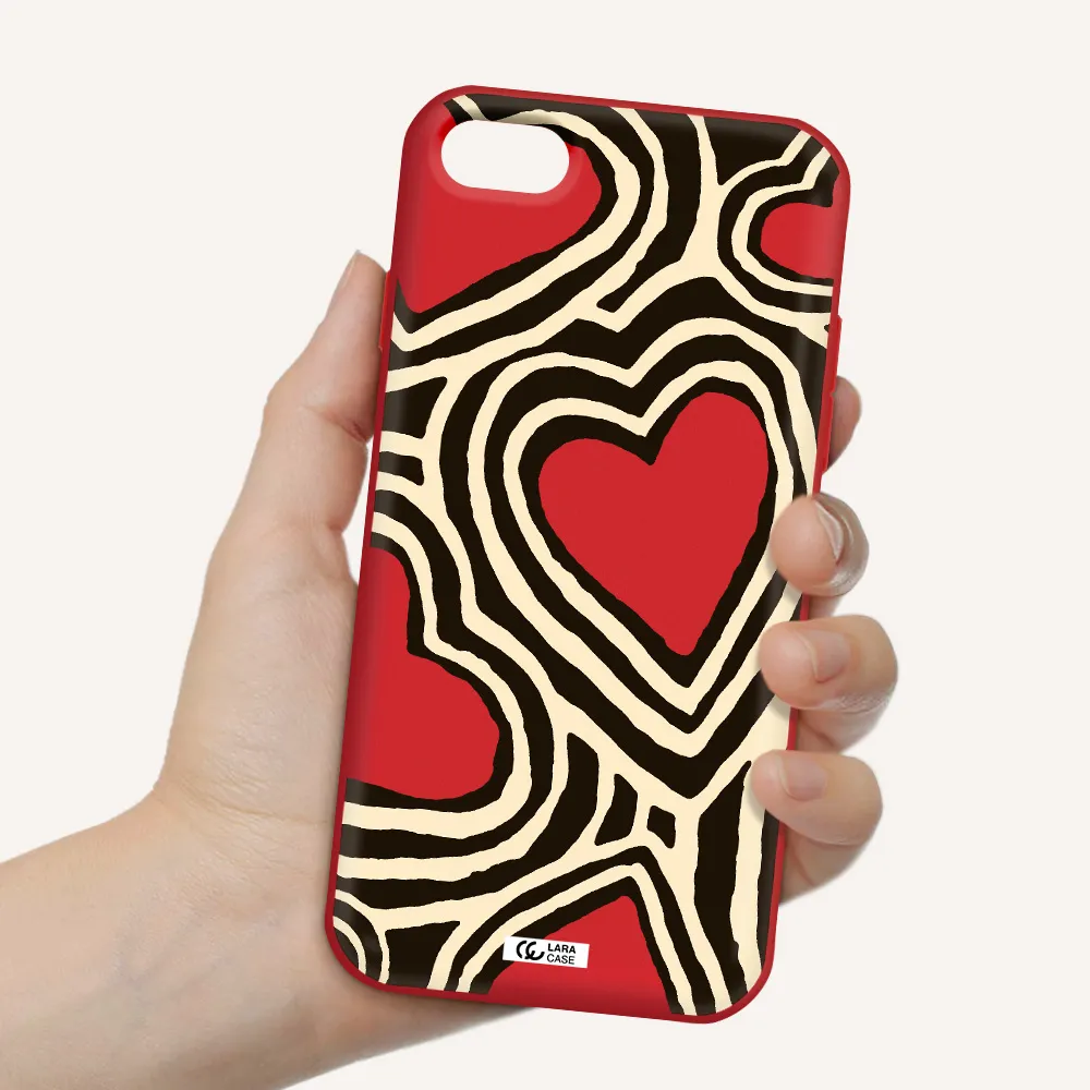 Cute Hearts Apple iPhone 7 Silicone Imperial Red Case
