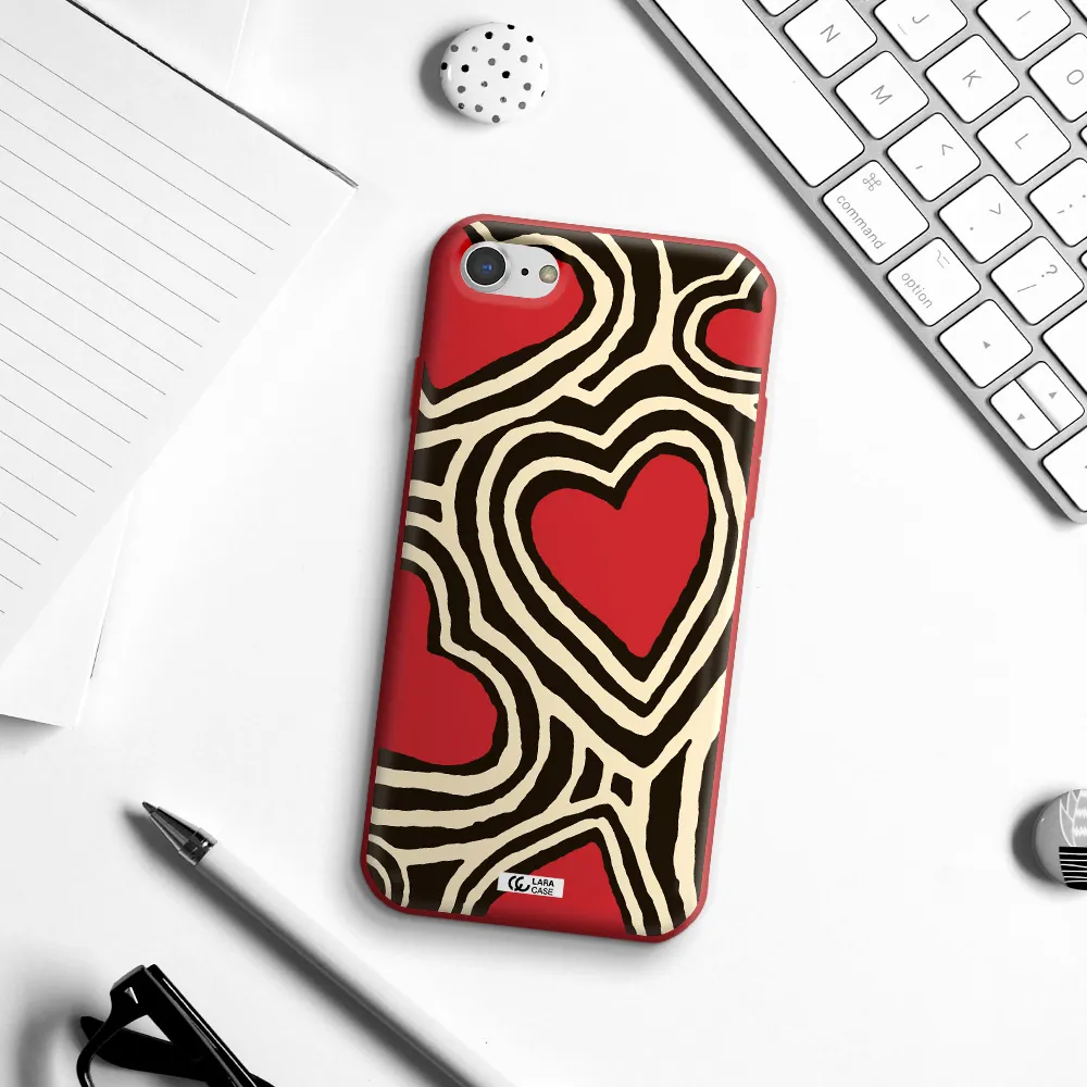 Cute Hearts Apple iPhone 7 Silicone Imperial Red Case