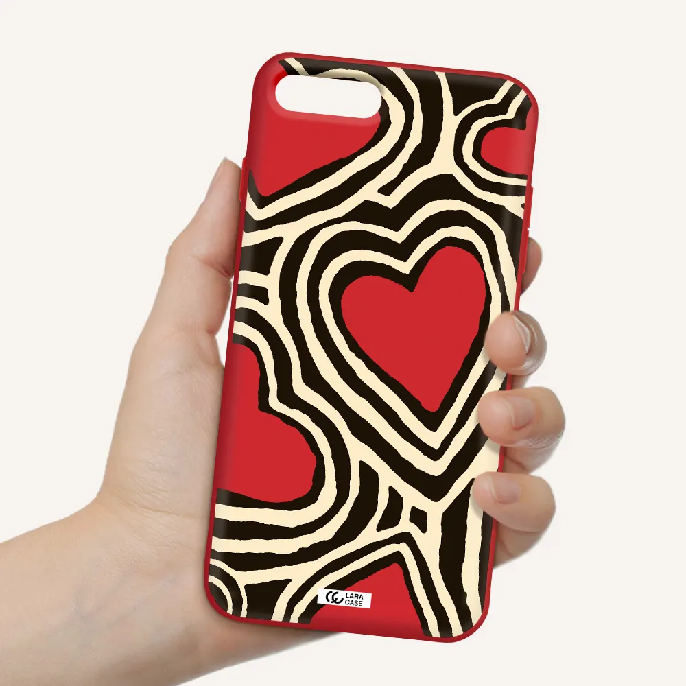 Cute Hearts Apple iPhone 8 plus Silicone Imperial Red Case