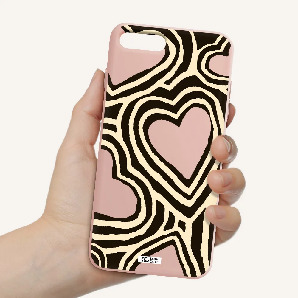 Cute Hearts Apple iPhone 8 plus Silicone pastel pink Case