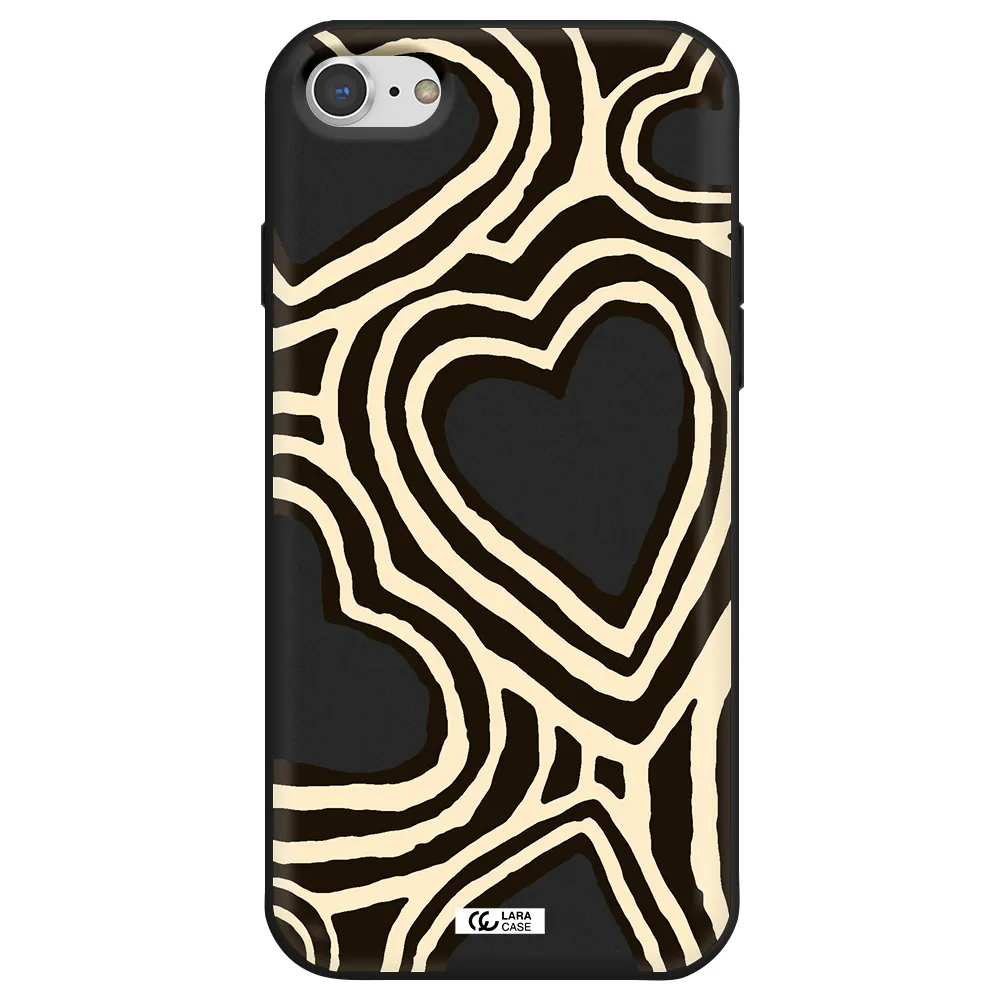 Cute Hearts Apple iPhone 8 Silicone black Case