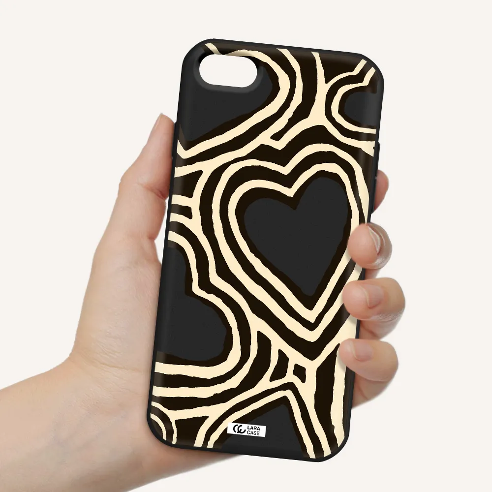 Cute Hearts Apple iPhone 8 Silicone black Case