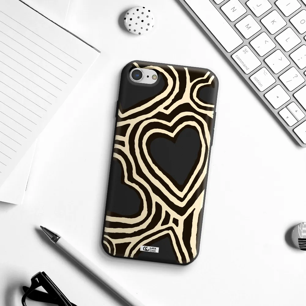 Cute Hearts Apple iPhone 8 Silicone black Case