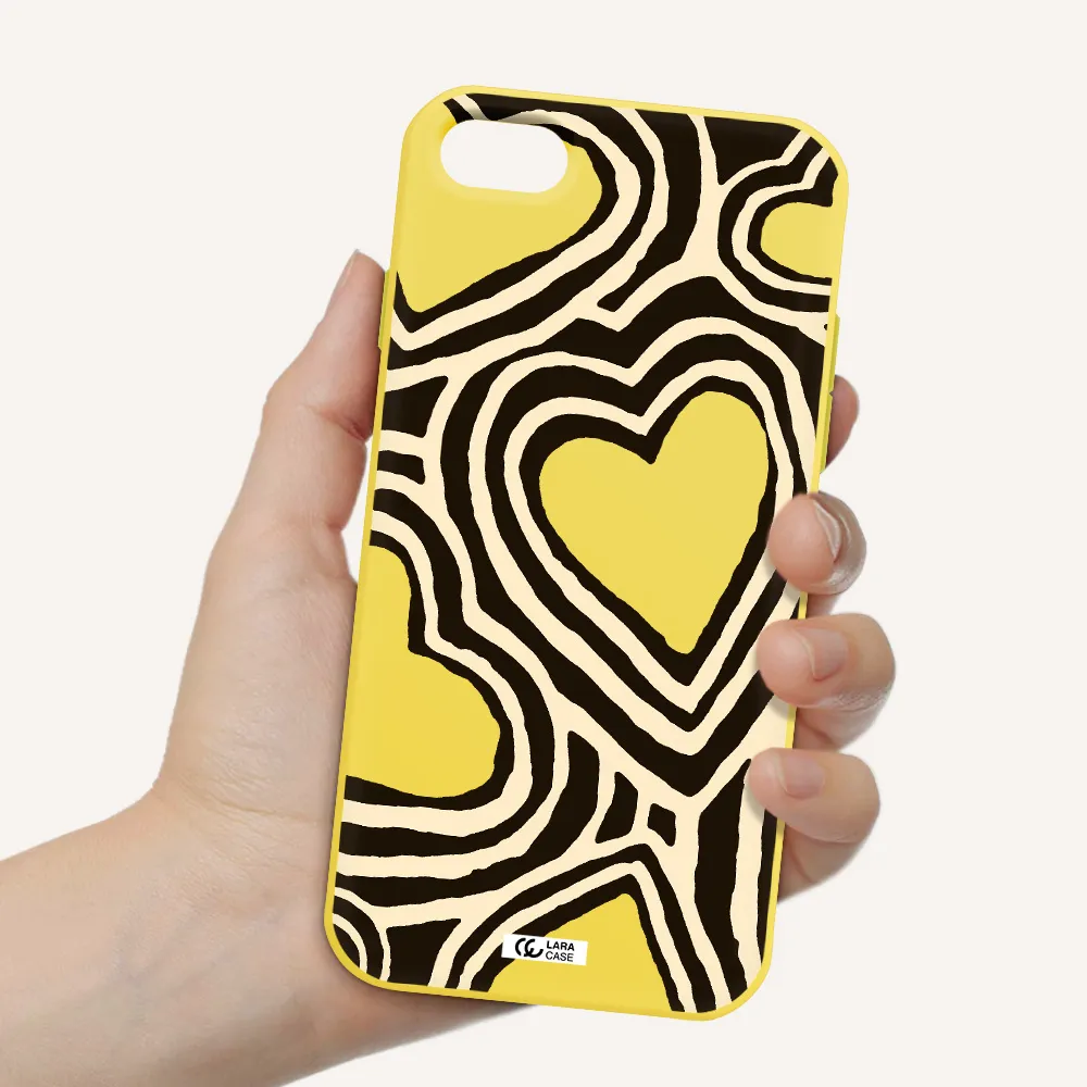 Cute Hearts Apple iPhone 8 Silicone canary yellow Case