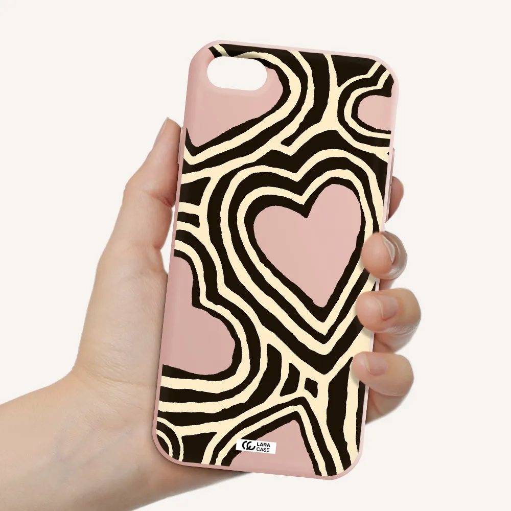 Cute Hearts Apple iPhone 8 Silicone pastel pink Case